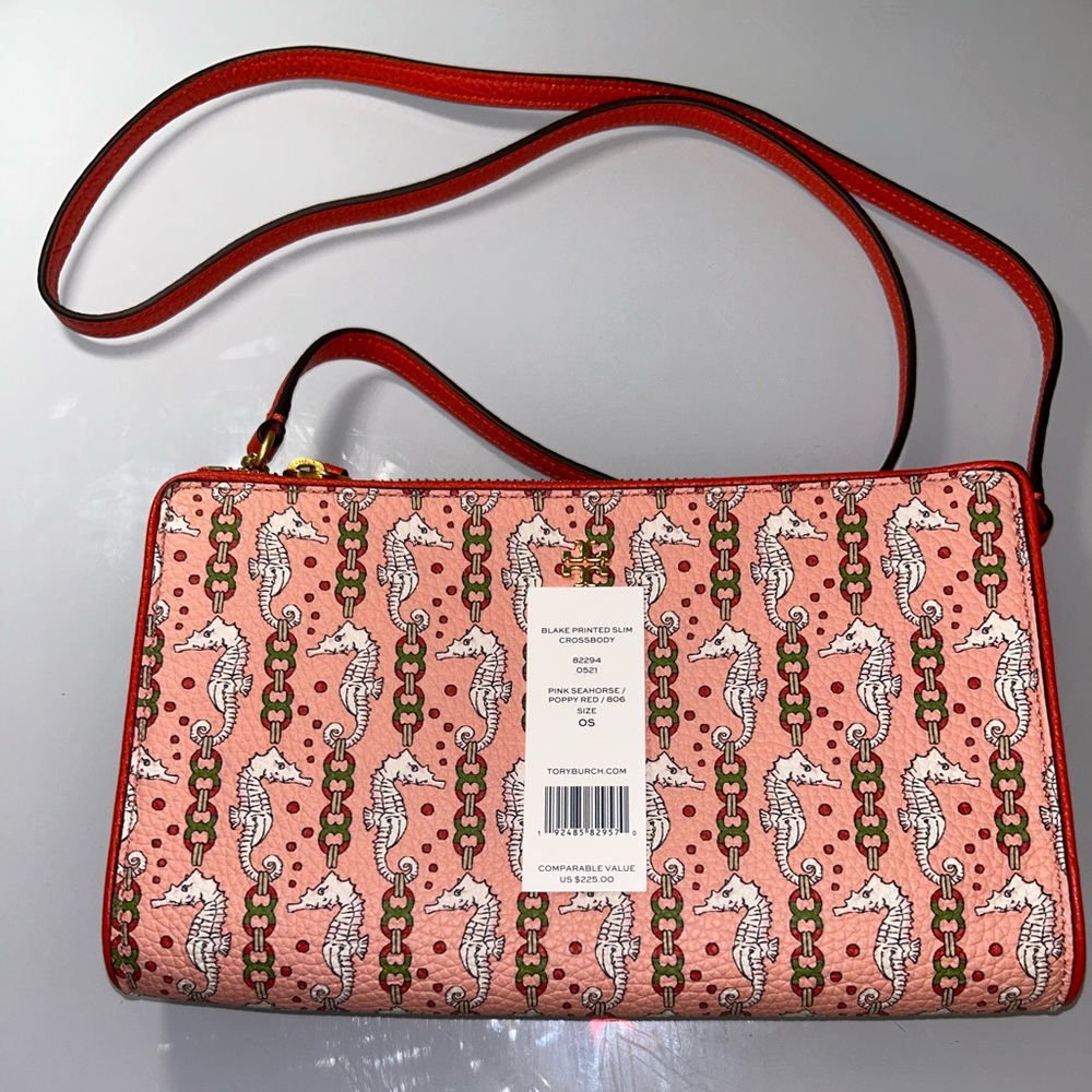 Women's Coral Seahorse Print Crossbody Bag - Picture 11 of 11